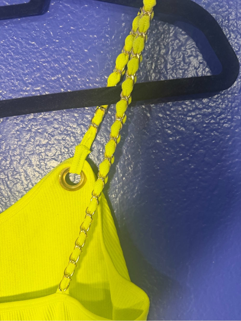 Bright Yellow Ribbed Chain-Strap Crop Cami - Picture 4 of 4